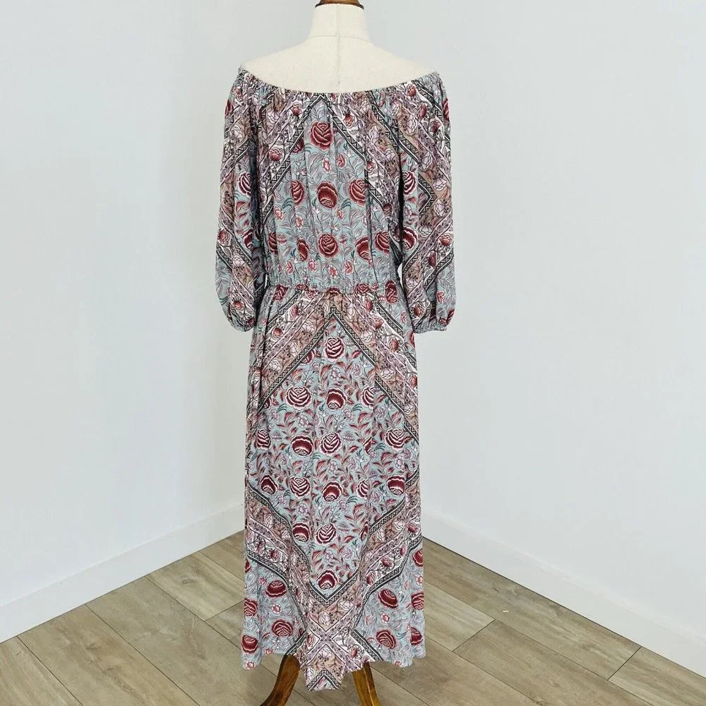 Tigerlily Maxi Dress Floral Rose Print Off the Shoulder Long Sleeve Size 8 - Picture 5 of 7